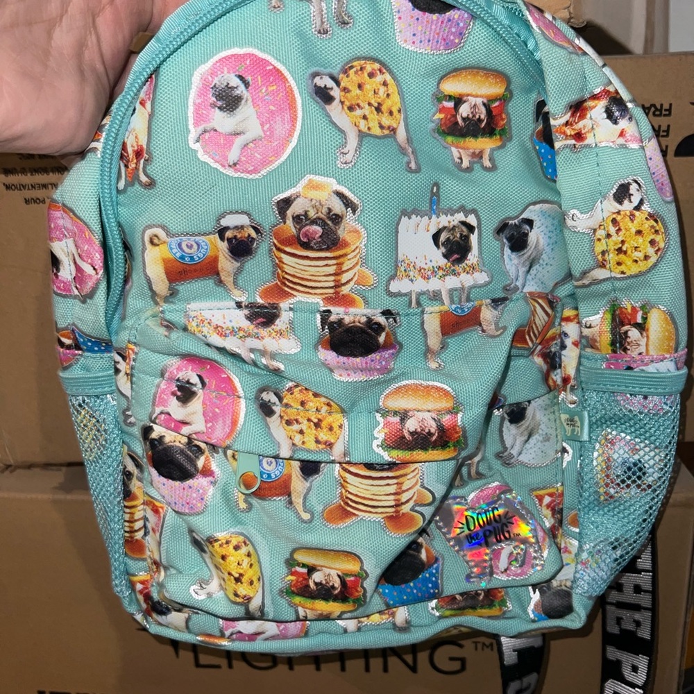 Colorful Doug the Pug Print Backpack